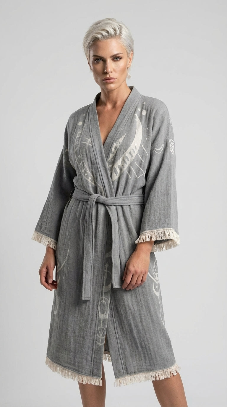 Grey Crescent Eye Kimono