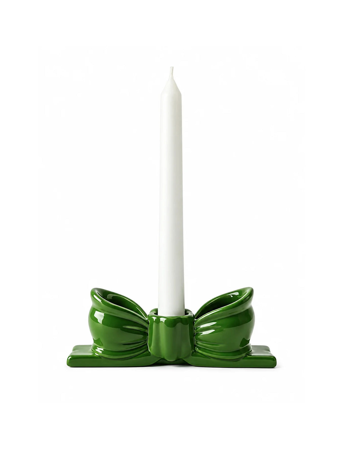 Green Ribbon Candlestick Candle Holder