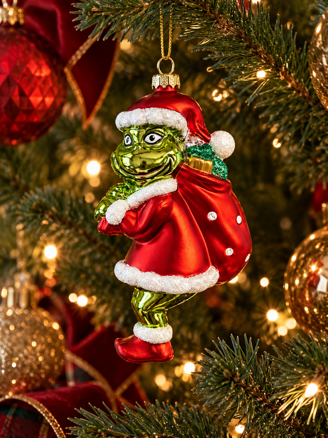 Merry Grinchmas – Grinch Noel Baba Yılbaşı Ağacı Süsü - 14 CM