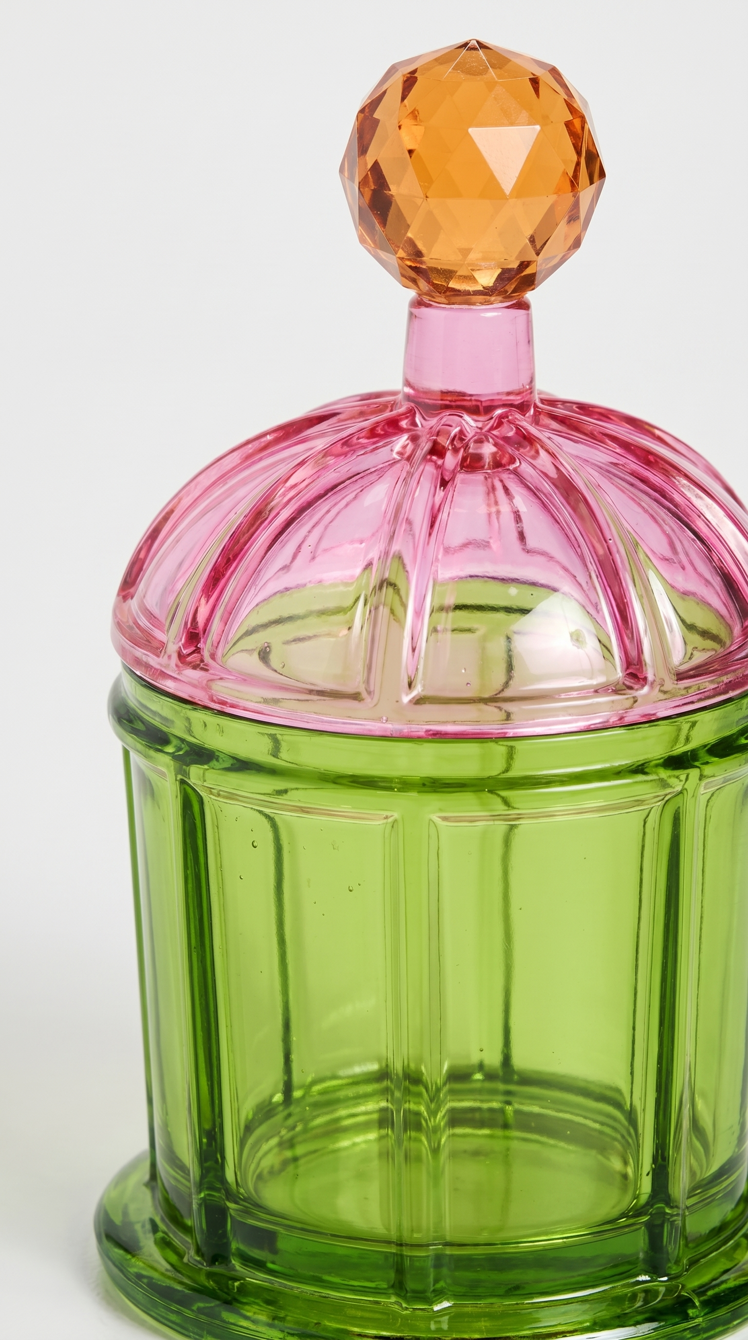 قطعة Lumi الزجاجية بغطاء - وردي أخضر