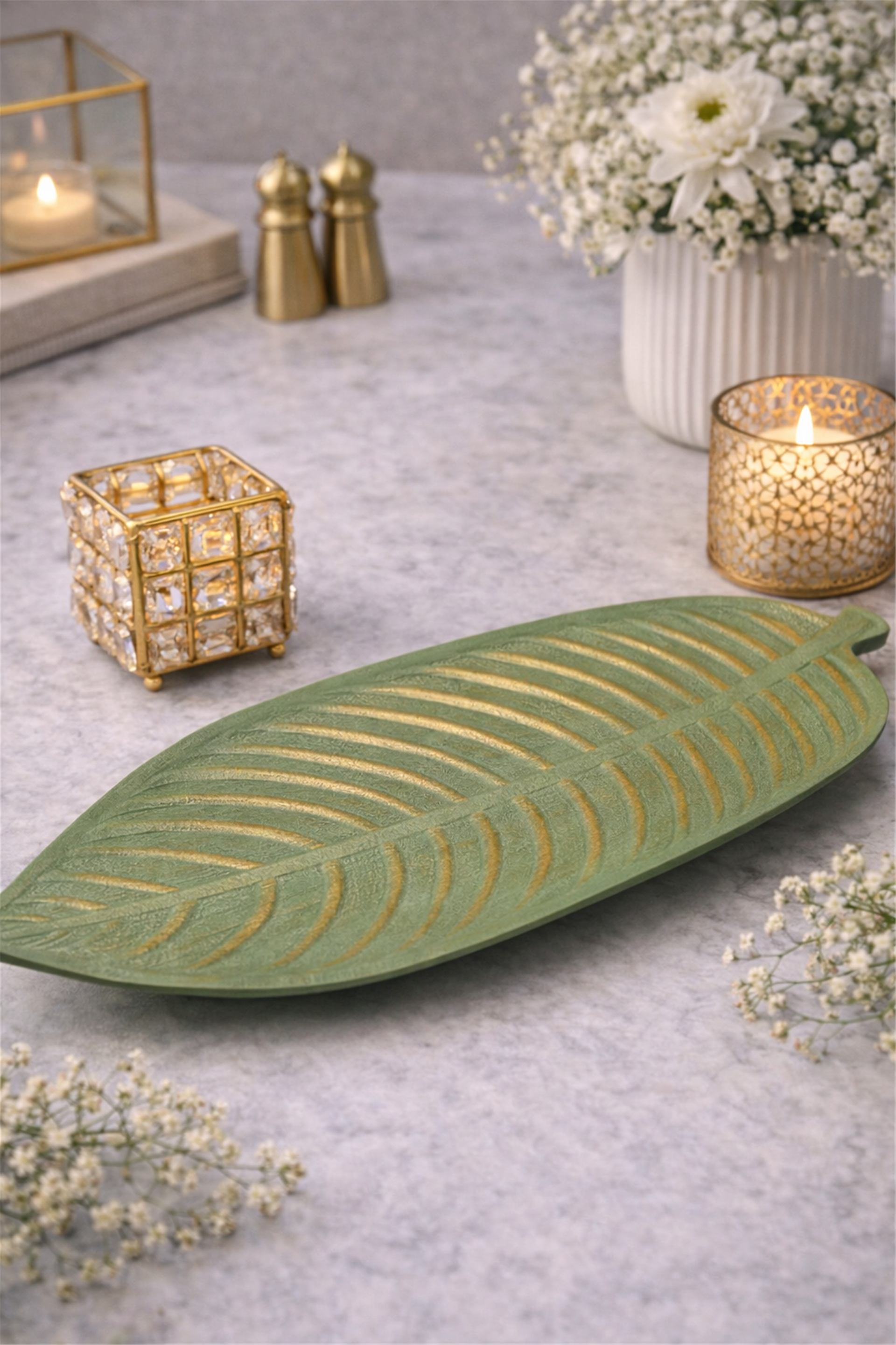 Yaprak Formlu Dekoratif Tepsi