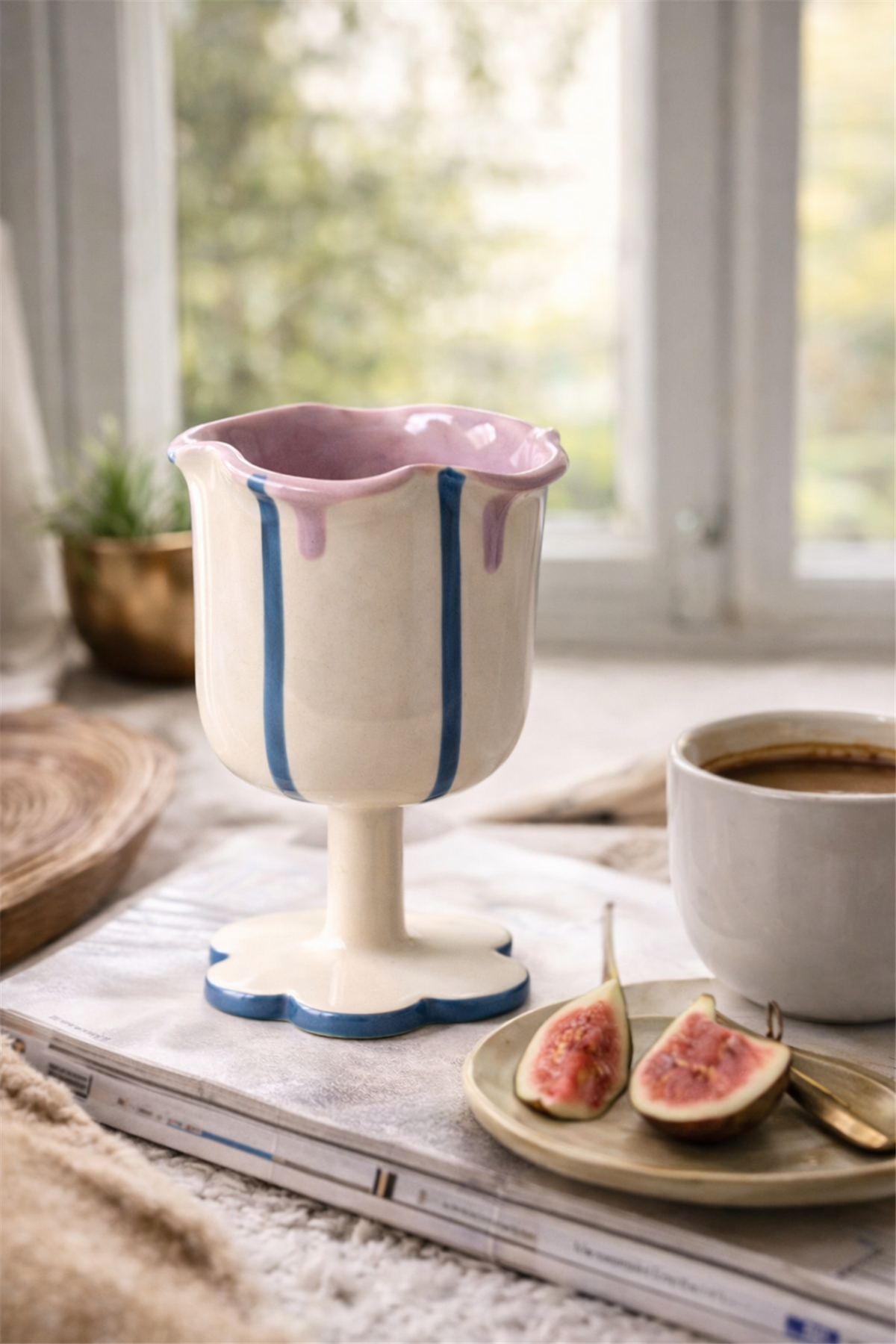 El Yapımı Seramik Kadeh – El Boyaması Detaylı