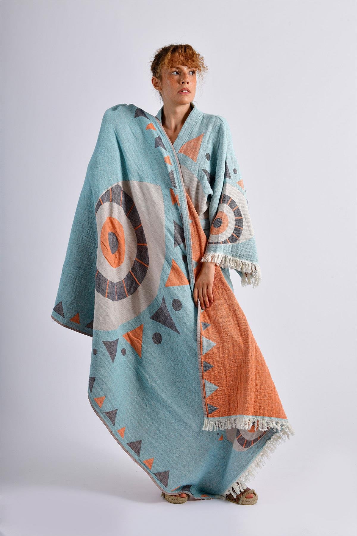 Blue Evil Eye Kimono & Peştemal Seti