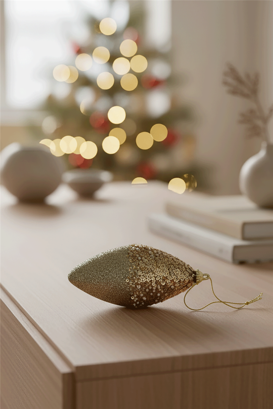 Altın Kozalaklı Asılı Ağaç Süsü