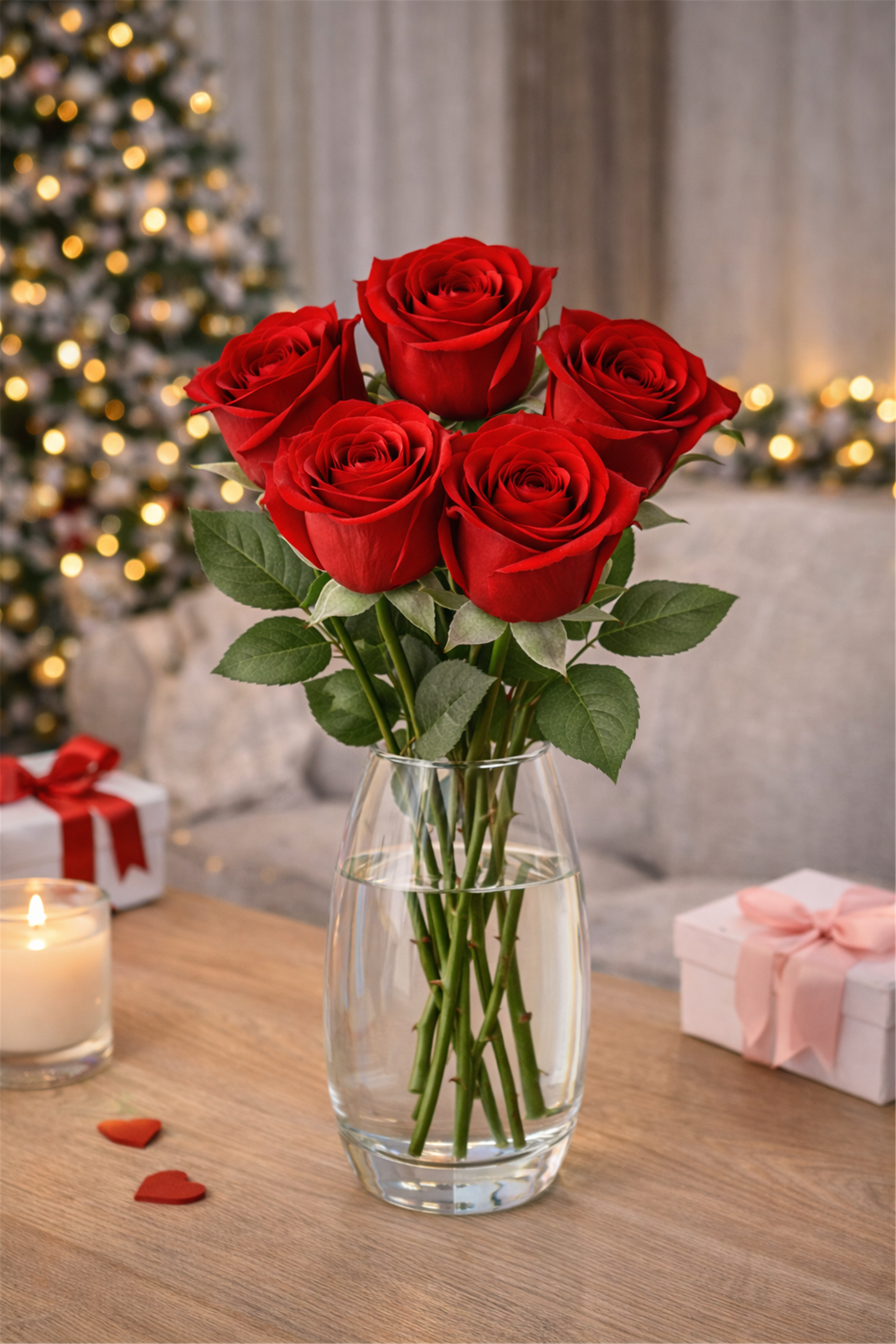 Gerçekçi Görünümlü Yapay Kırmızı Gül