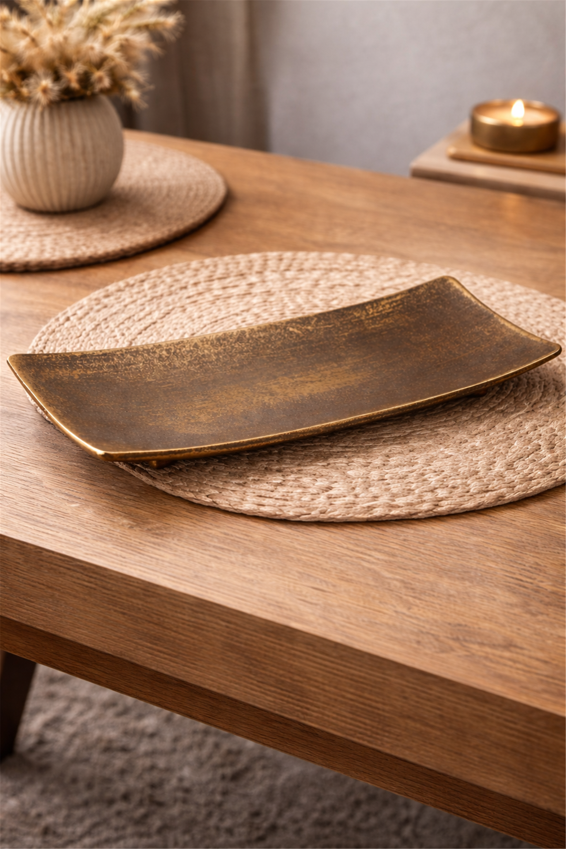 Gold-Tone Rectangular Decorative Tray