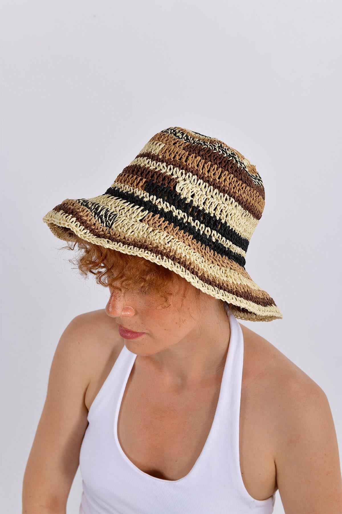Doğal Çizgili Şapka