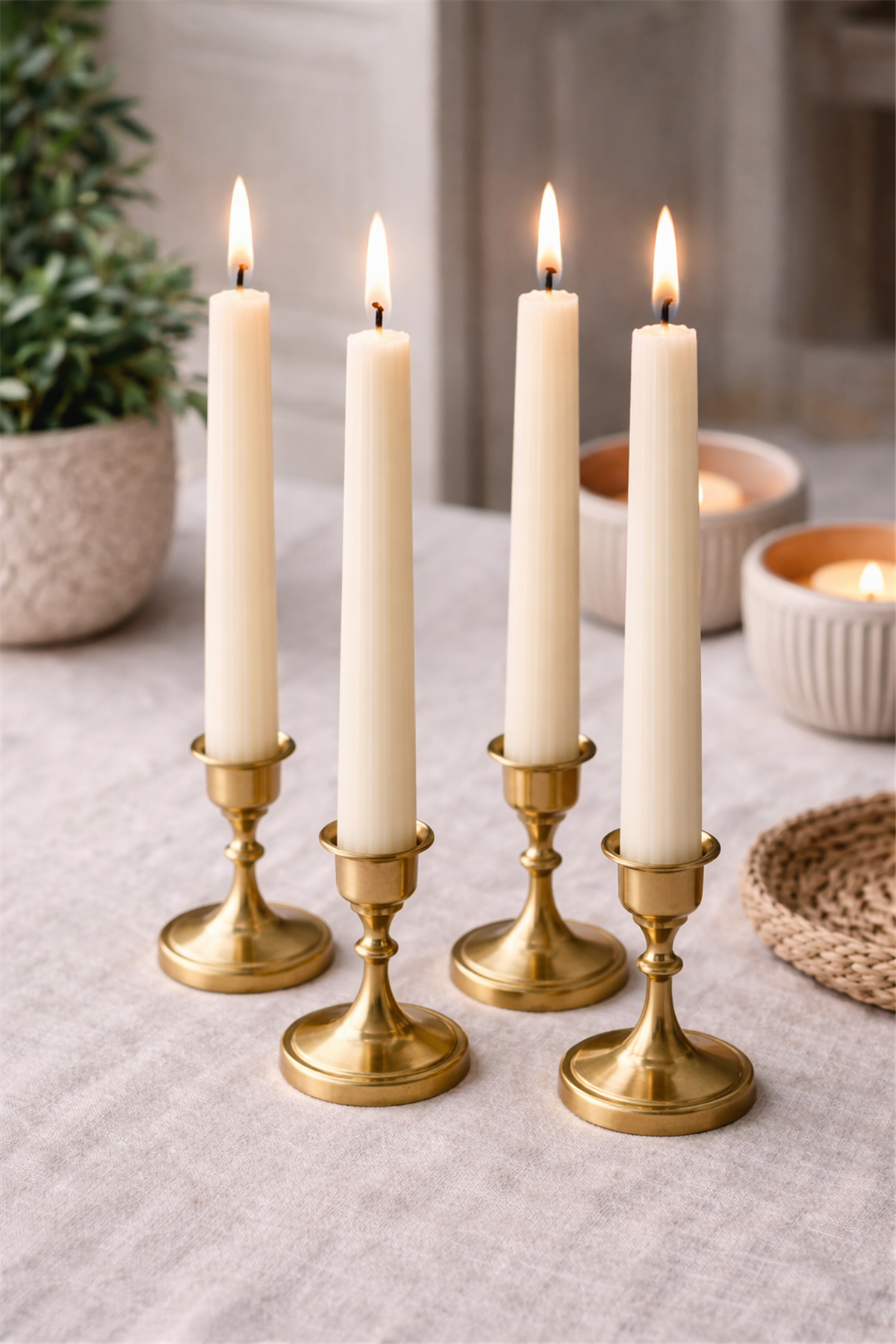 4'lü Vanilya Kokulu Şamdan Mumu