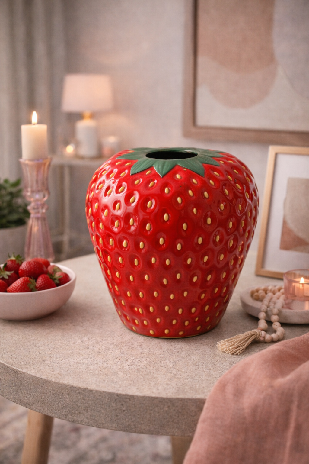 Strawberry-Shaped Decorative Vase