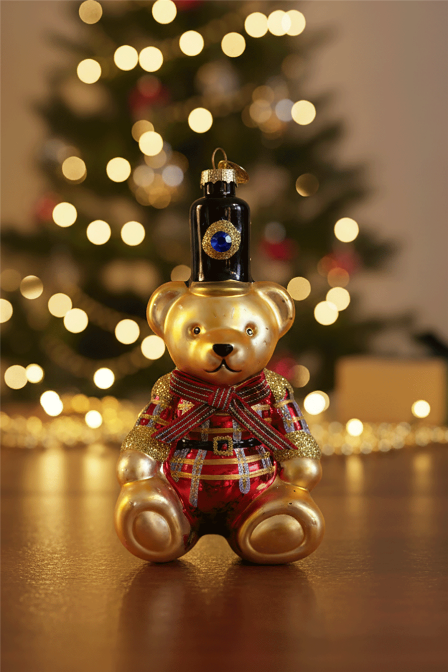 Altın Asker Şapkalı Teddy Bear Yılbaşı Ağaç Süsü