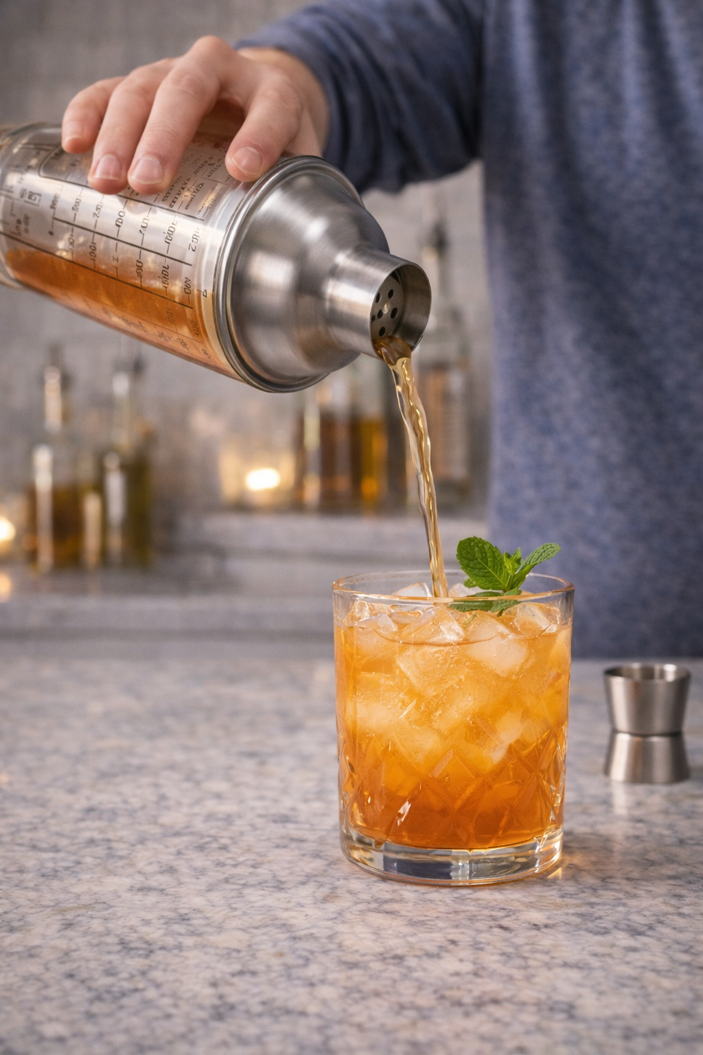 Measuring Lined Glass Cocktail Shaker