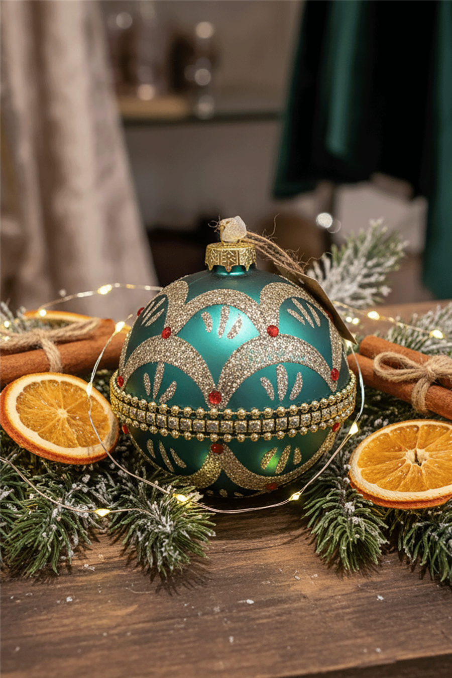 Zümrüt Yeşili Simli Yılbaşı Topu