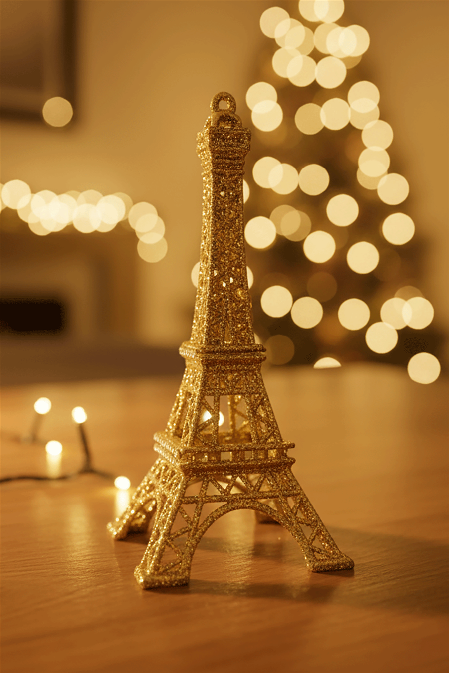 Altın Eiffel Kulesi Ağaç Süsü