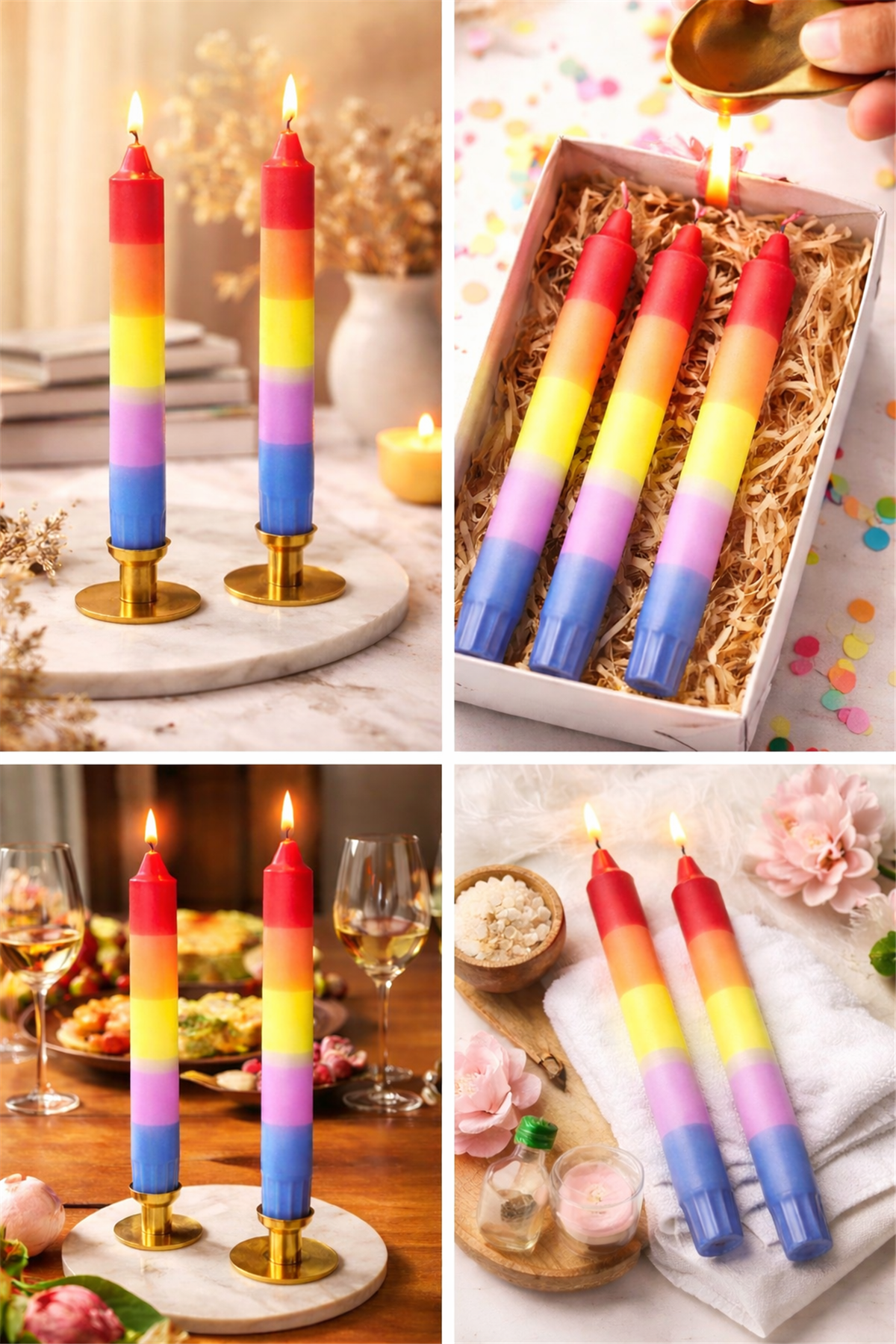 Handmade Decorative Candlestick Candles - Set of 2 - Color Variant 5