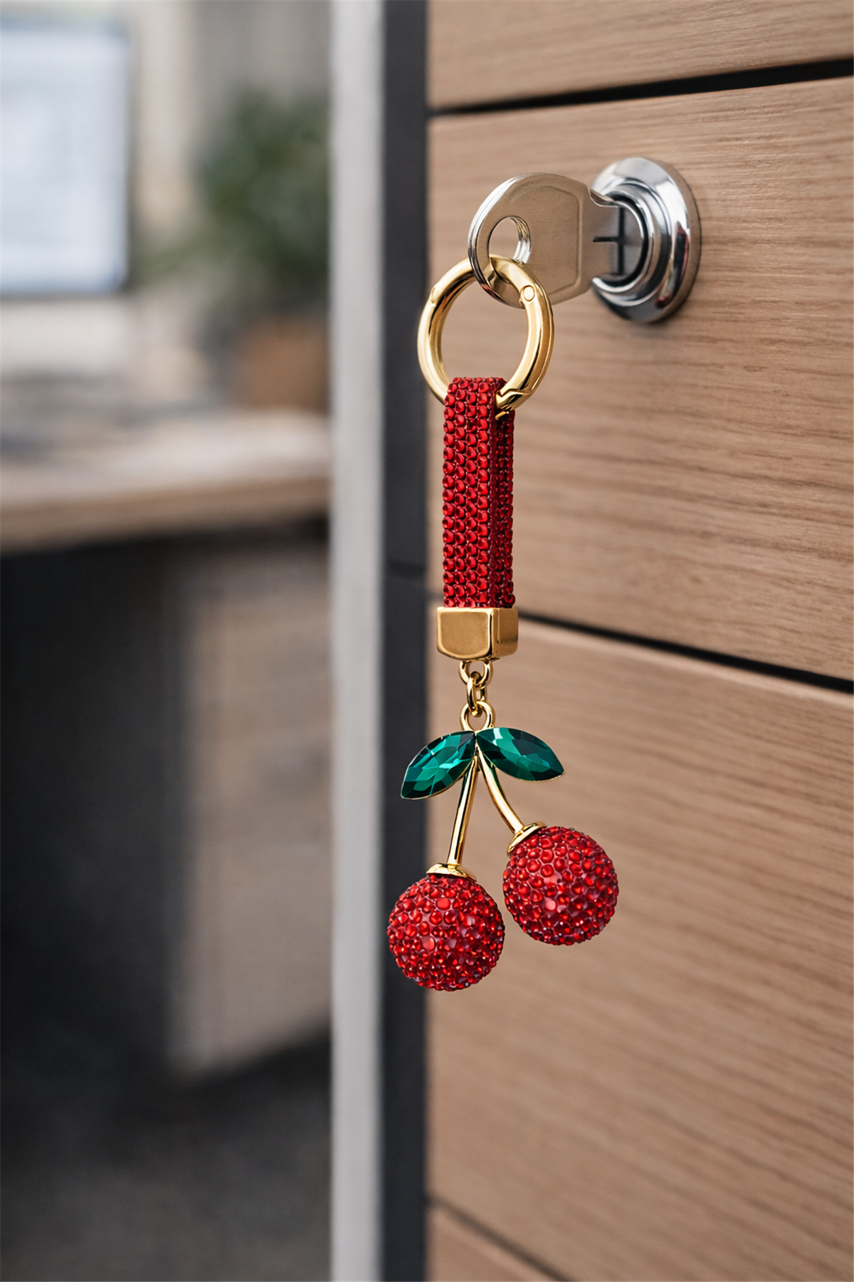 Cherry Crystal Keychain