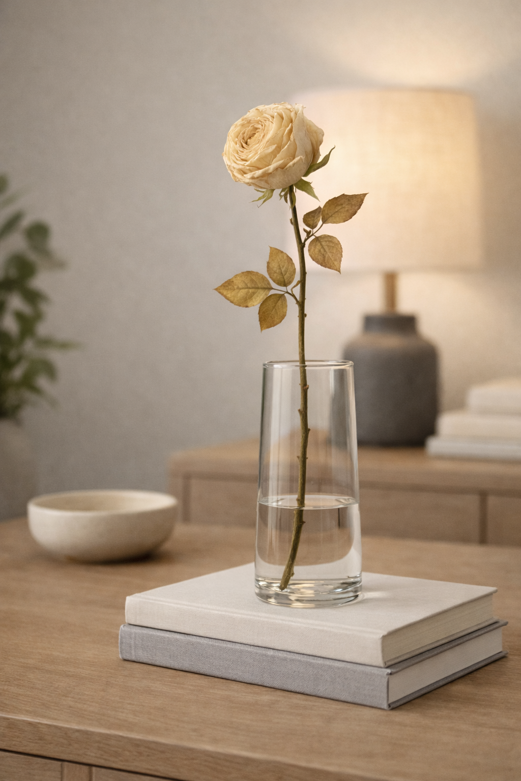 Gerçekçi Görünümlü Yapay Şampanya Gülü