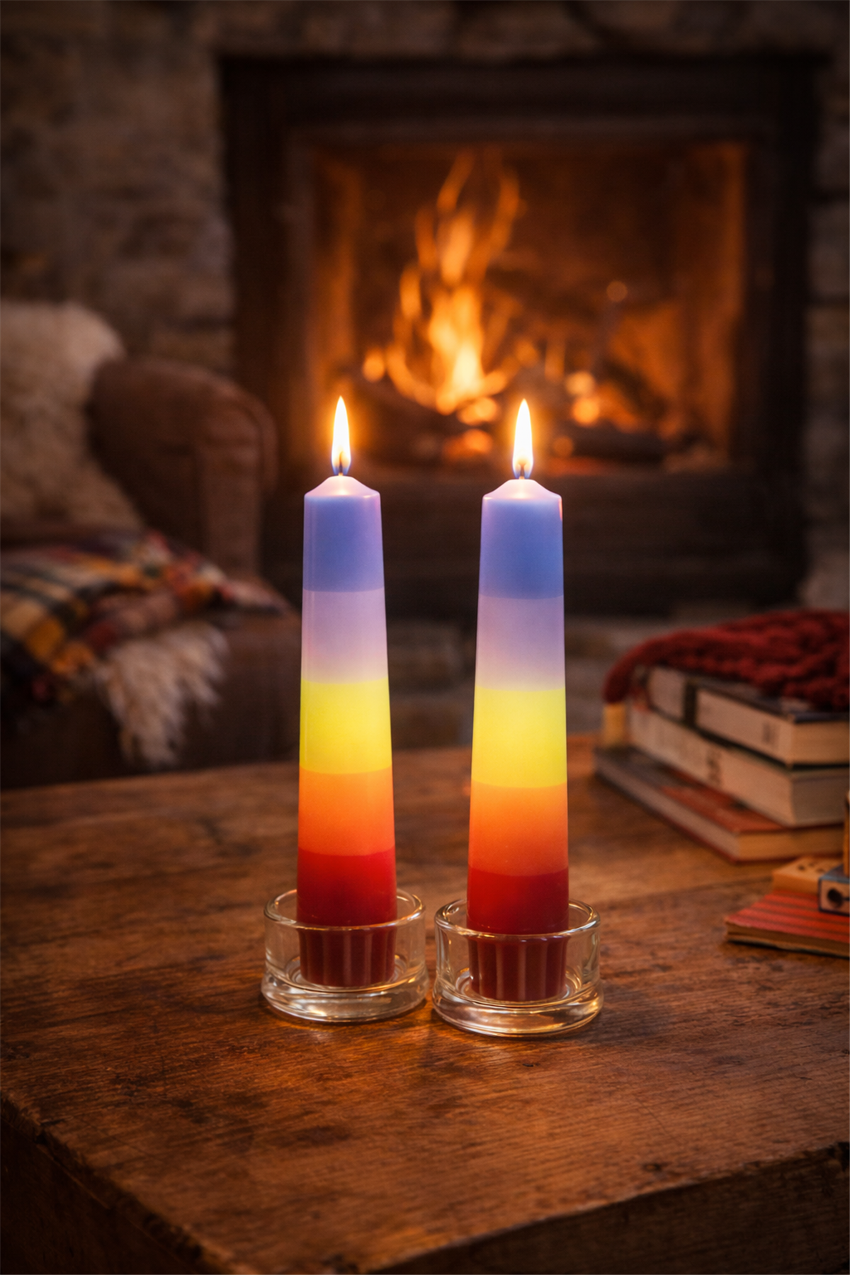 El Yapımı Dekoratif Şamdan Mumları- 2'li Set- Renk Varyantı 4