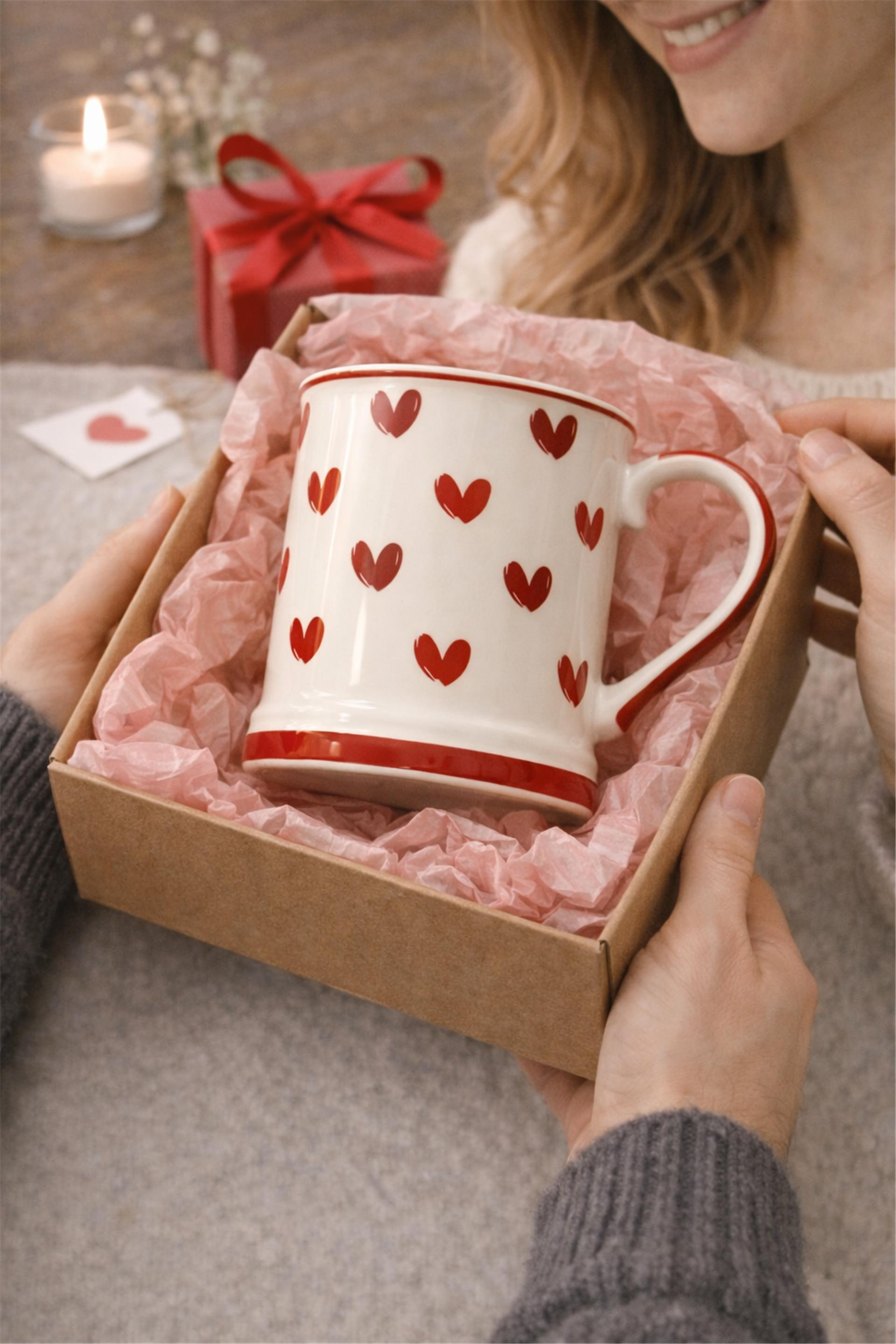 Kalpli Desenli Seramik Kupa