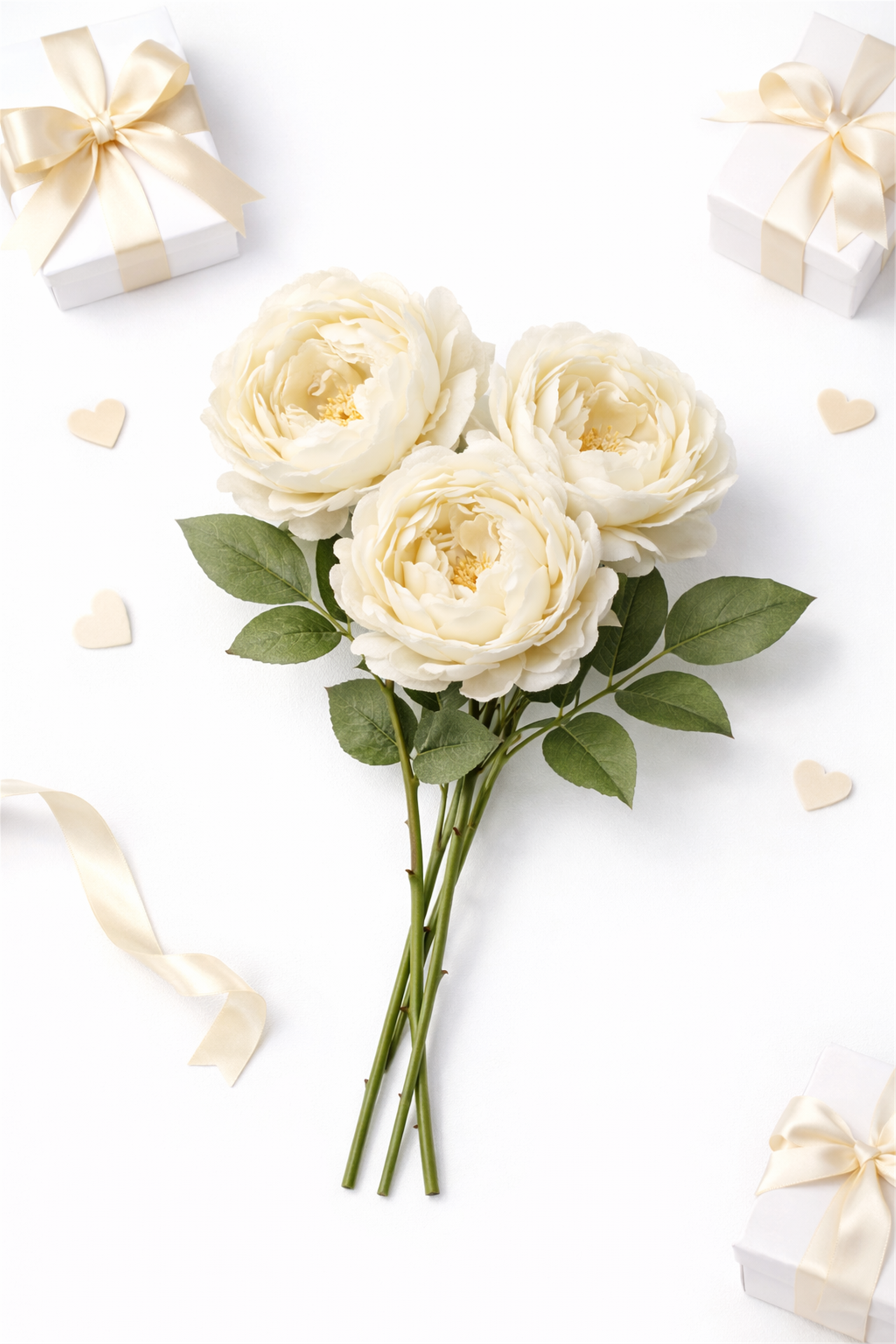 Gerçekçi Görünümlü Yapay Krem Gül