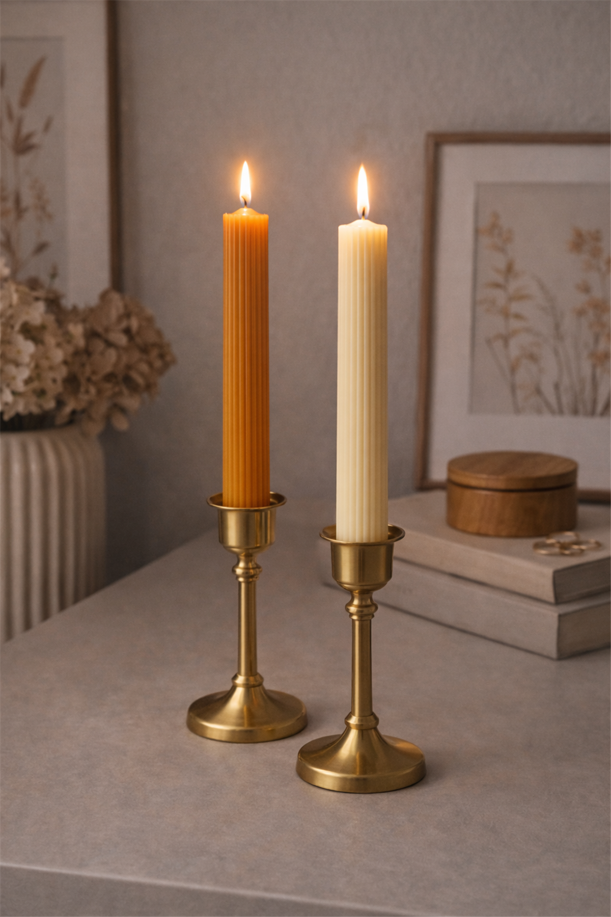 Vanilya&Kehribar Kokulu 4'lü Şamdan Mumu