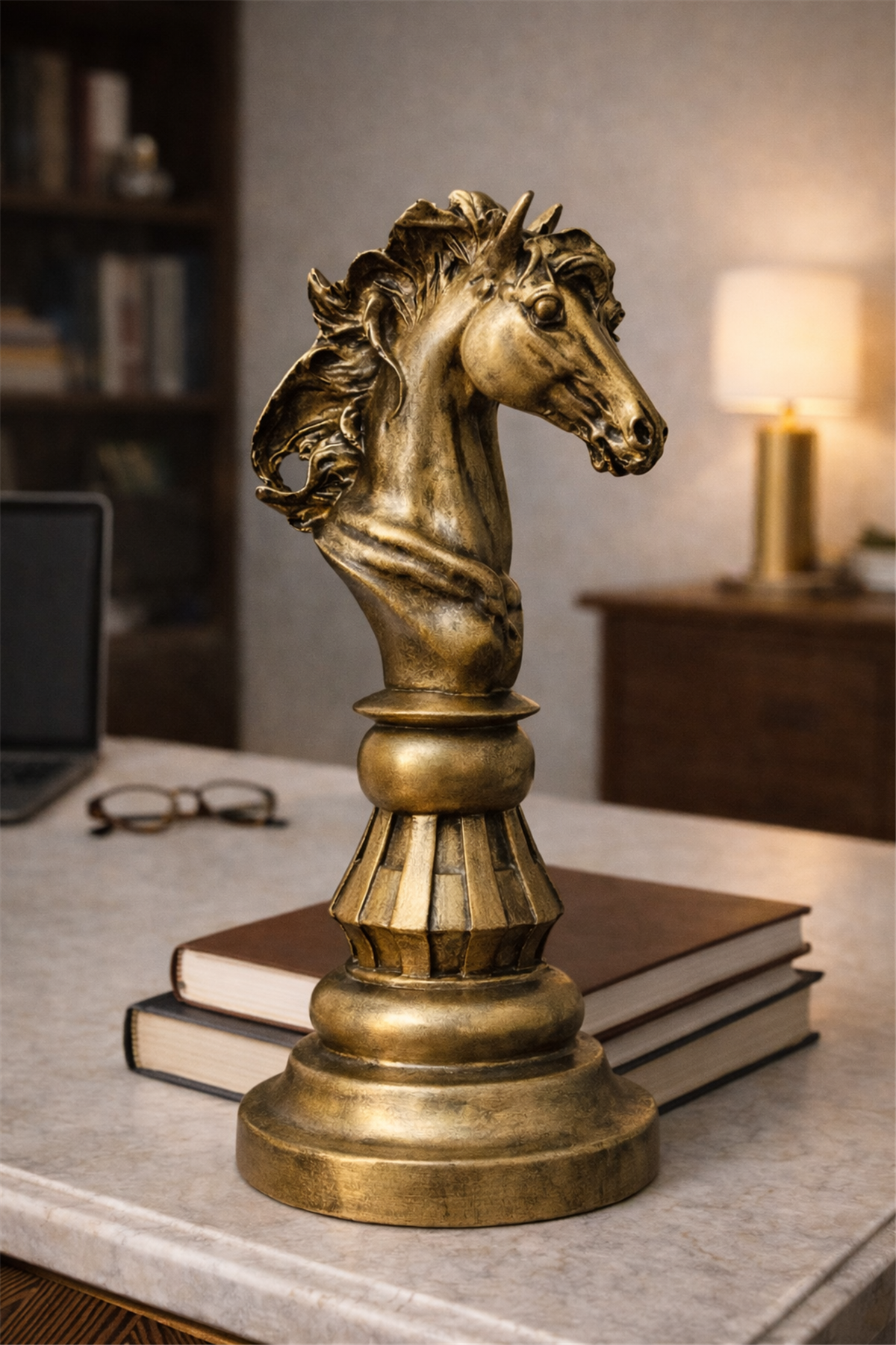 El Yapımı Dekoratif Satranç Figürü – At (Koyu Ton)