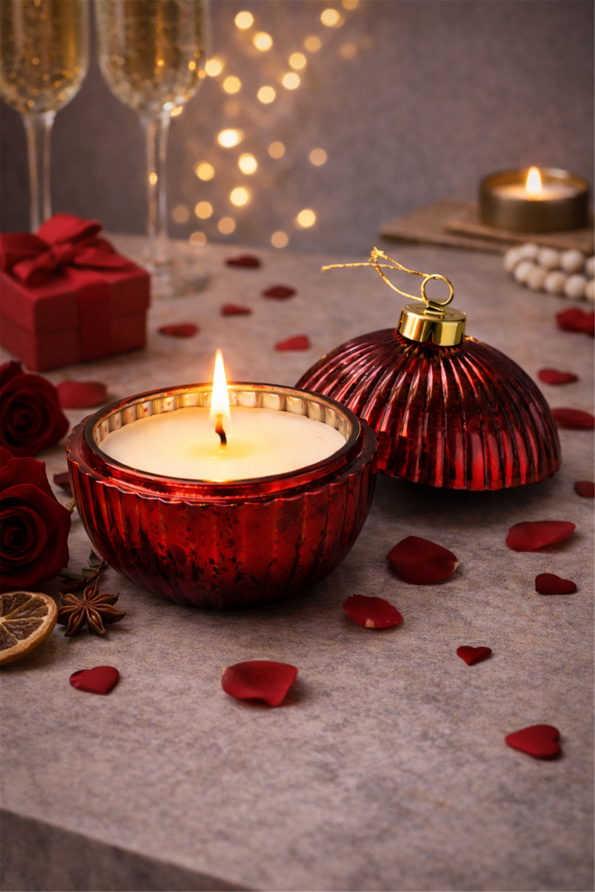 Kapaklı Dekoratif Cam Mum