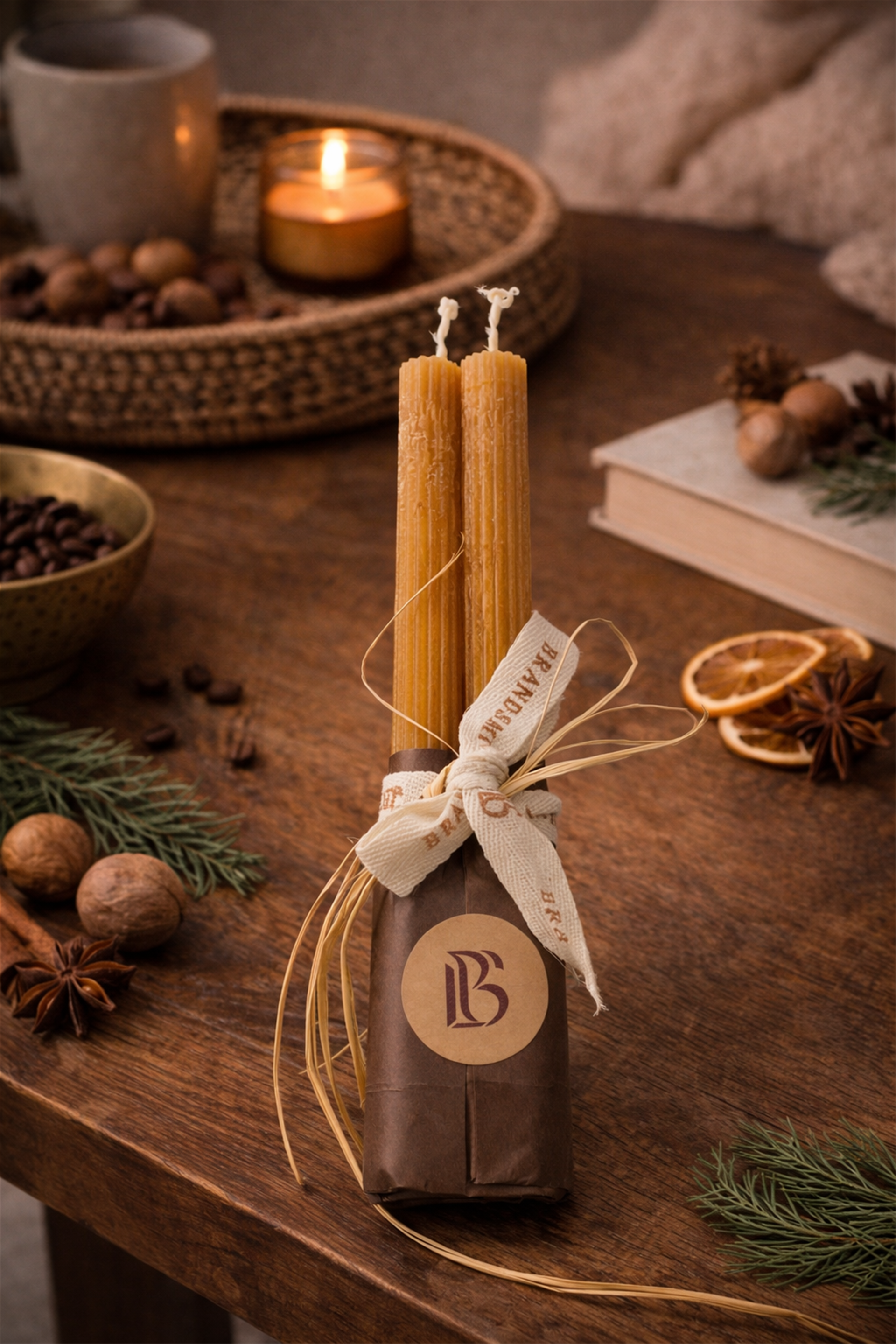 Amber Scented Taper Candles, 2-Pack