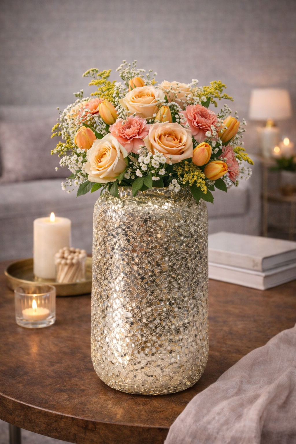 Golden Textured Shimmering Decorative Vase