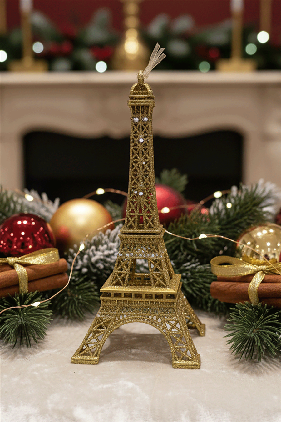 Altın Eiffel Kulesi Ağaç Süsü