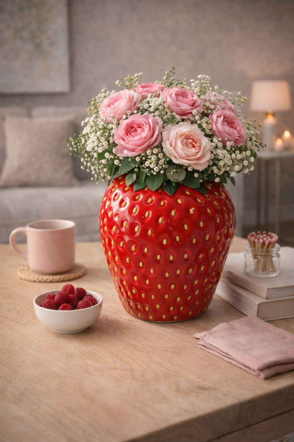 Strawberry-Shaped Decorative Vase
