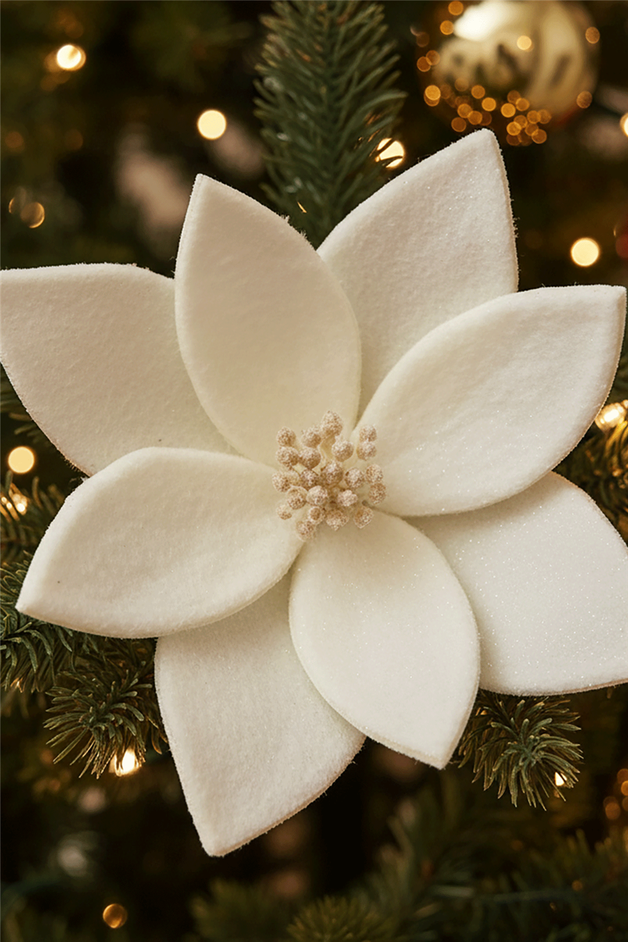 Peluş Krem Çiçek Ağaç Süsü