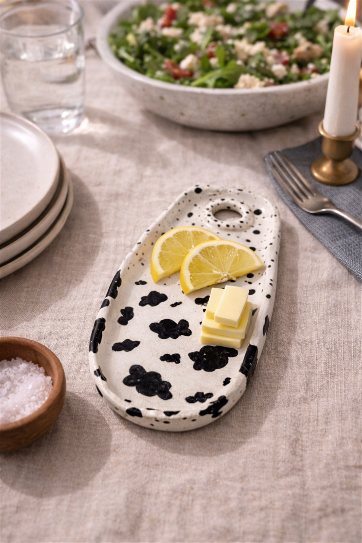 Benekli Seramik Tabak Seti (2'li)