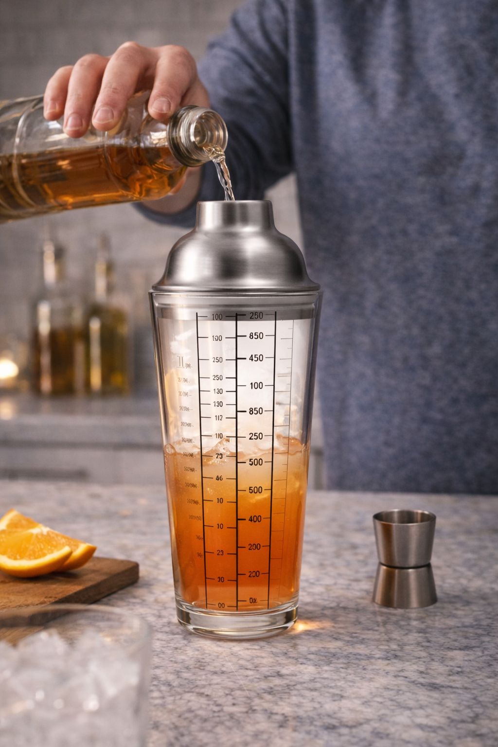 Measuring Lined Glass Cocktail Shaker