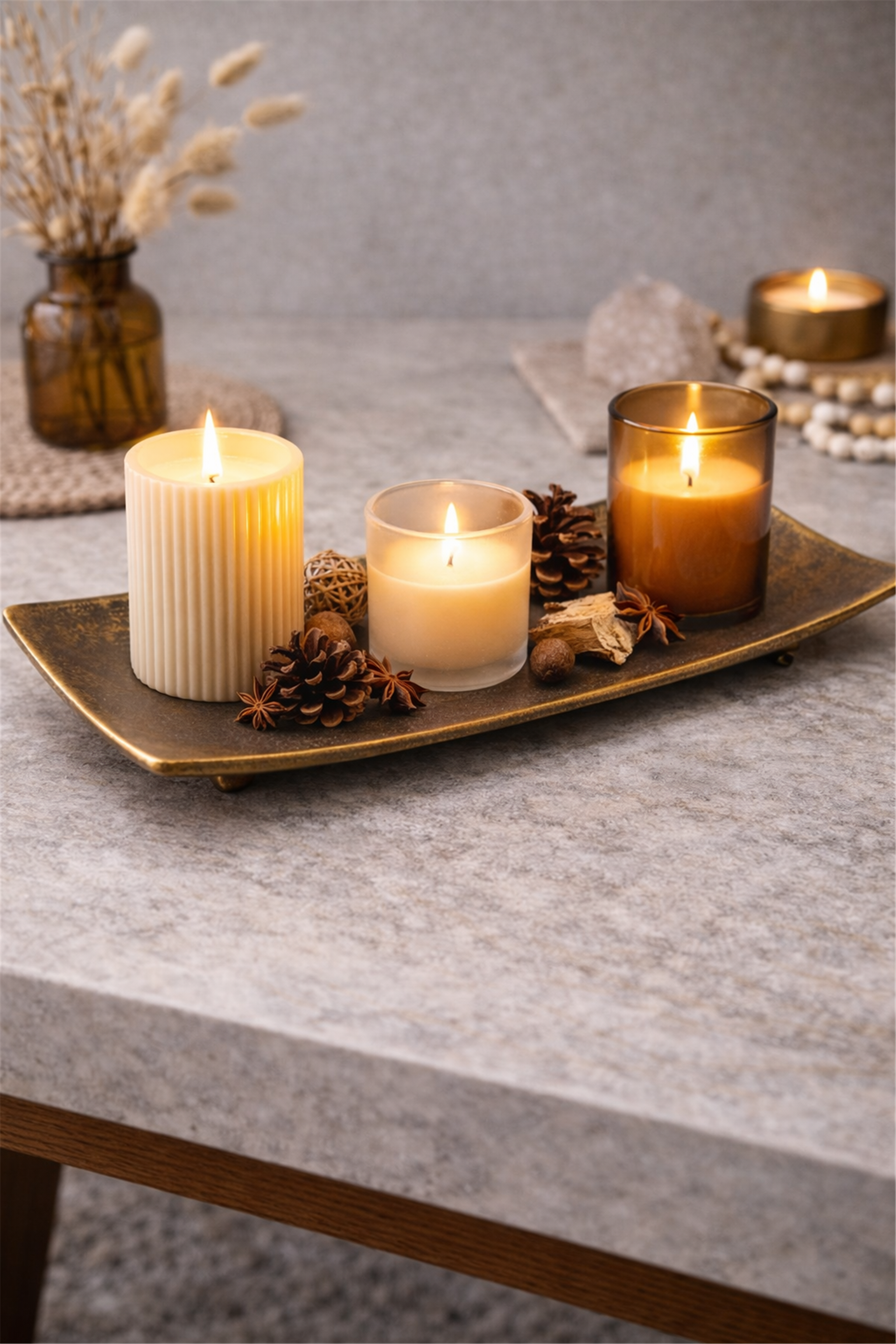 Gold-Tone Rectangular Decorative Tray