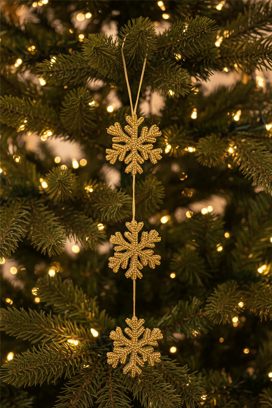 Altın Kar Tanesi Zincir Ağaç Süsü
