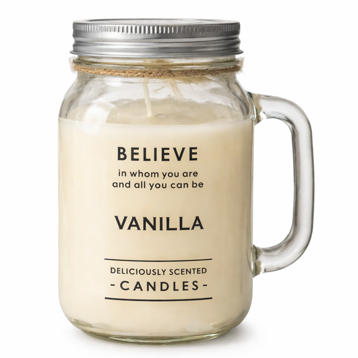 Vanilla Scented Glass Mug Candle with Handle