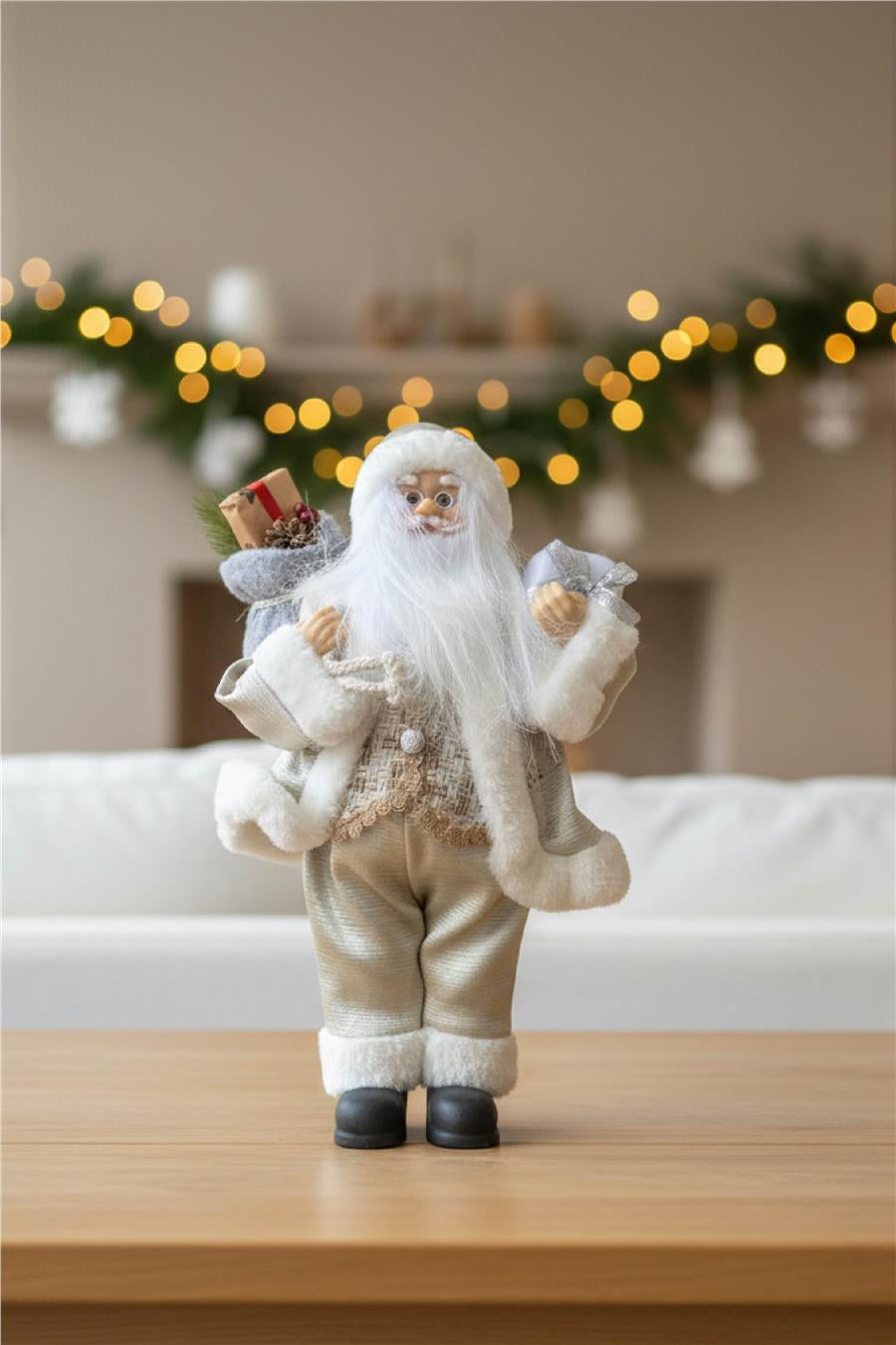 White and Gold Santa Claus - 30 cm