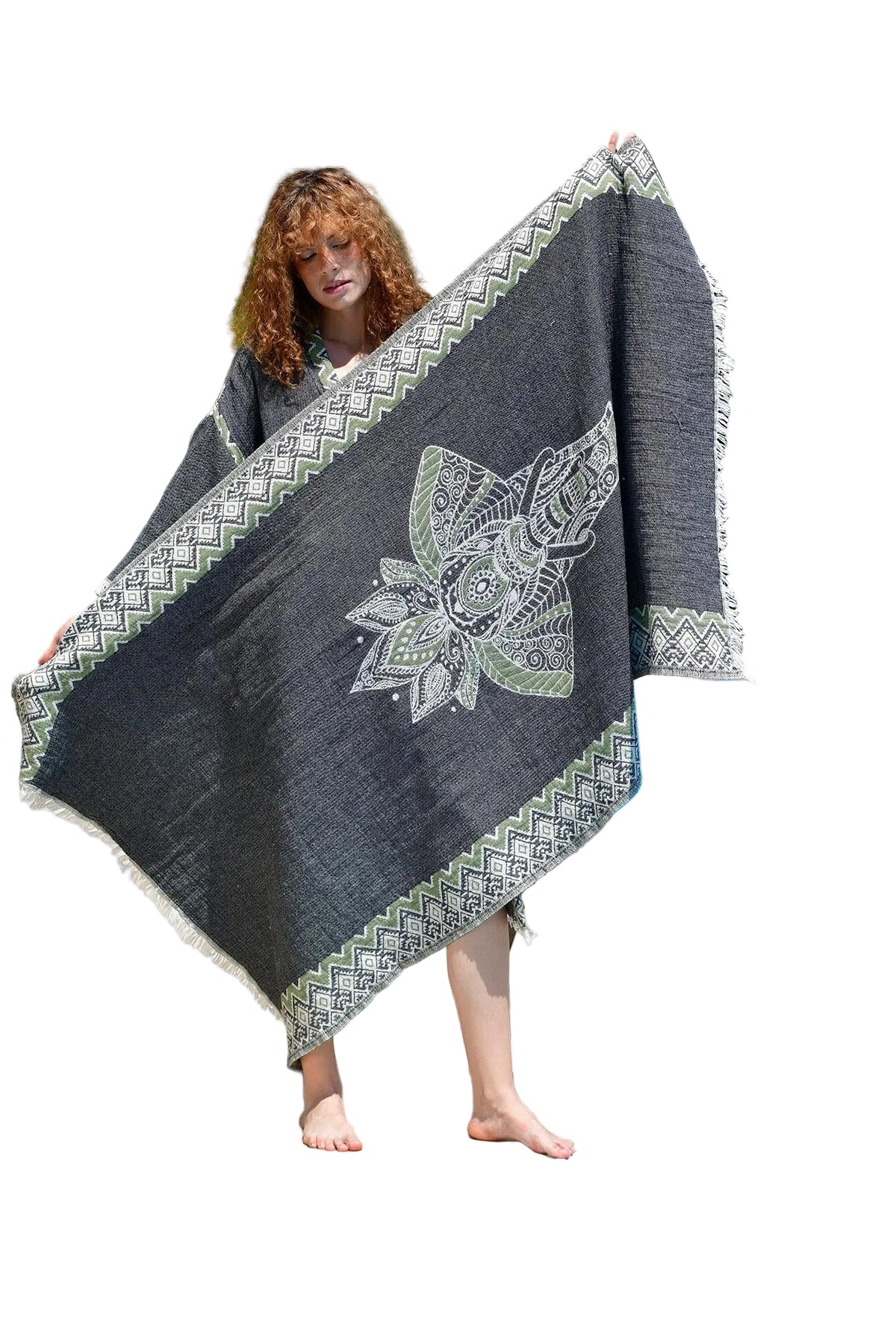 Green- Black Elephant Kimono & Peştemal Set
