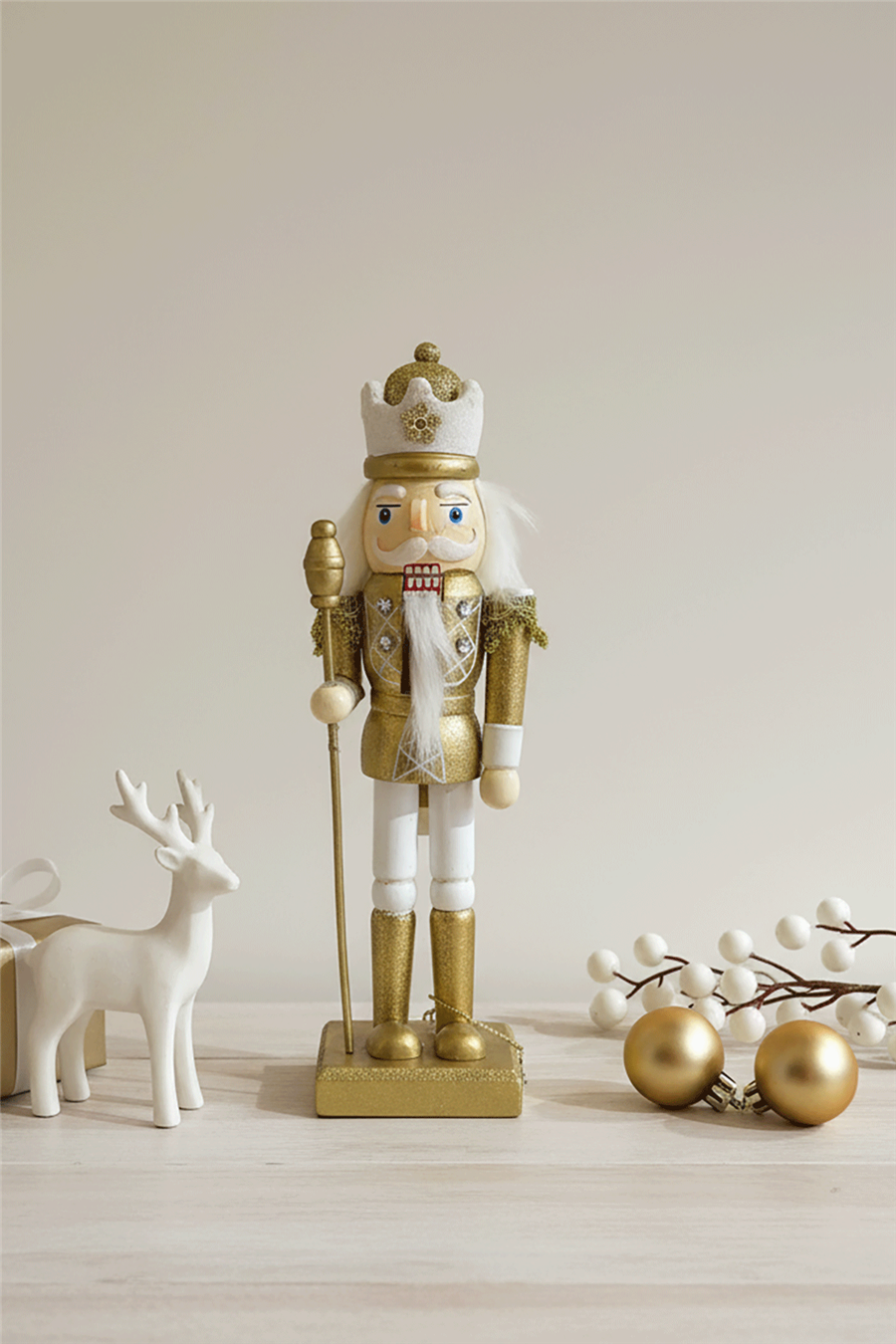 Golden Crowned Nutcracker Figurine – 27 cm