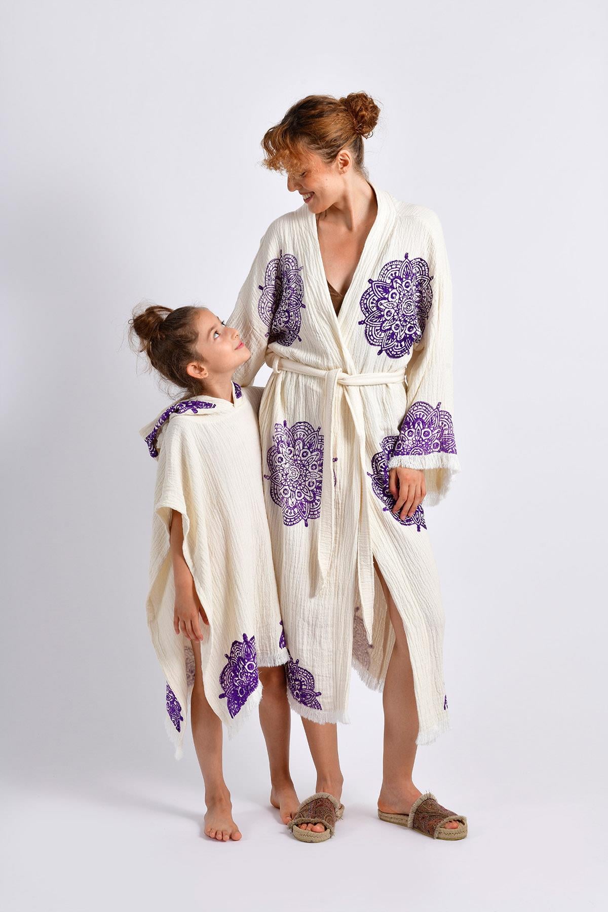 Natural Mandala Kimono &Çocuk Panço Set