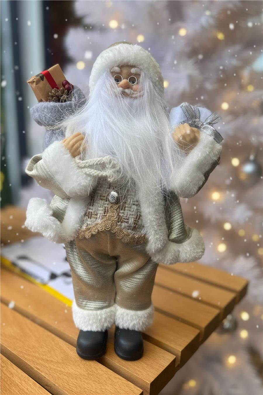 White and Gold Santa Claus - 30 cm