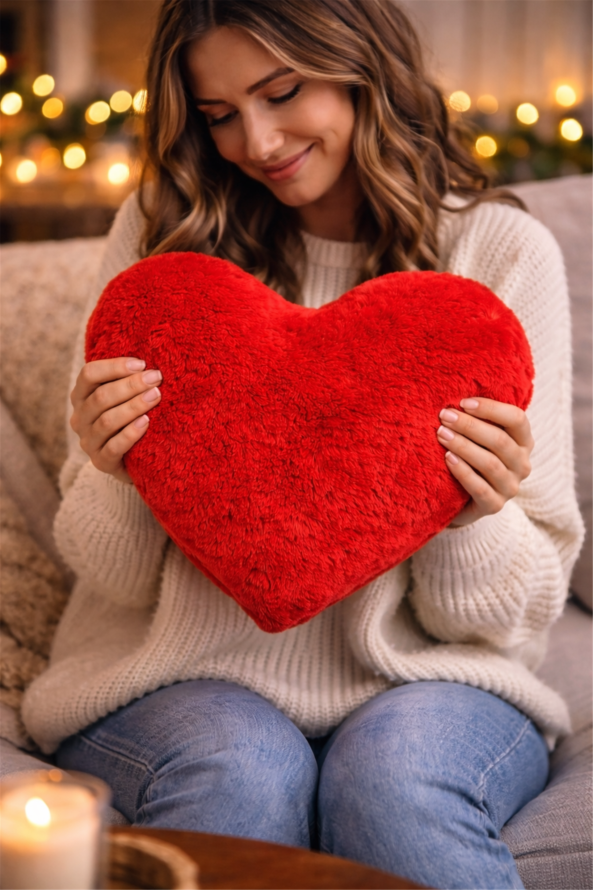 Kalp Formlu Yumuşak Dokulu Yastık