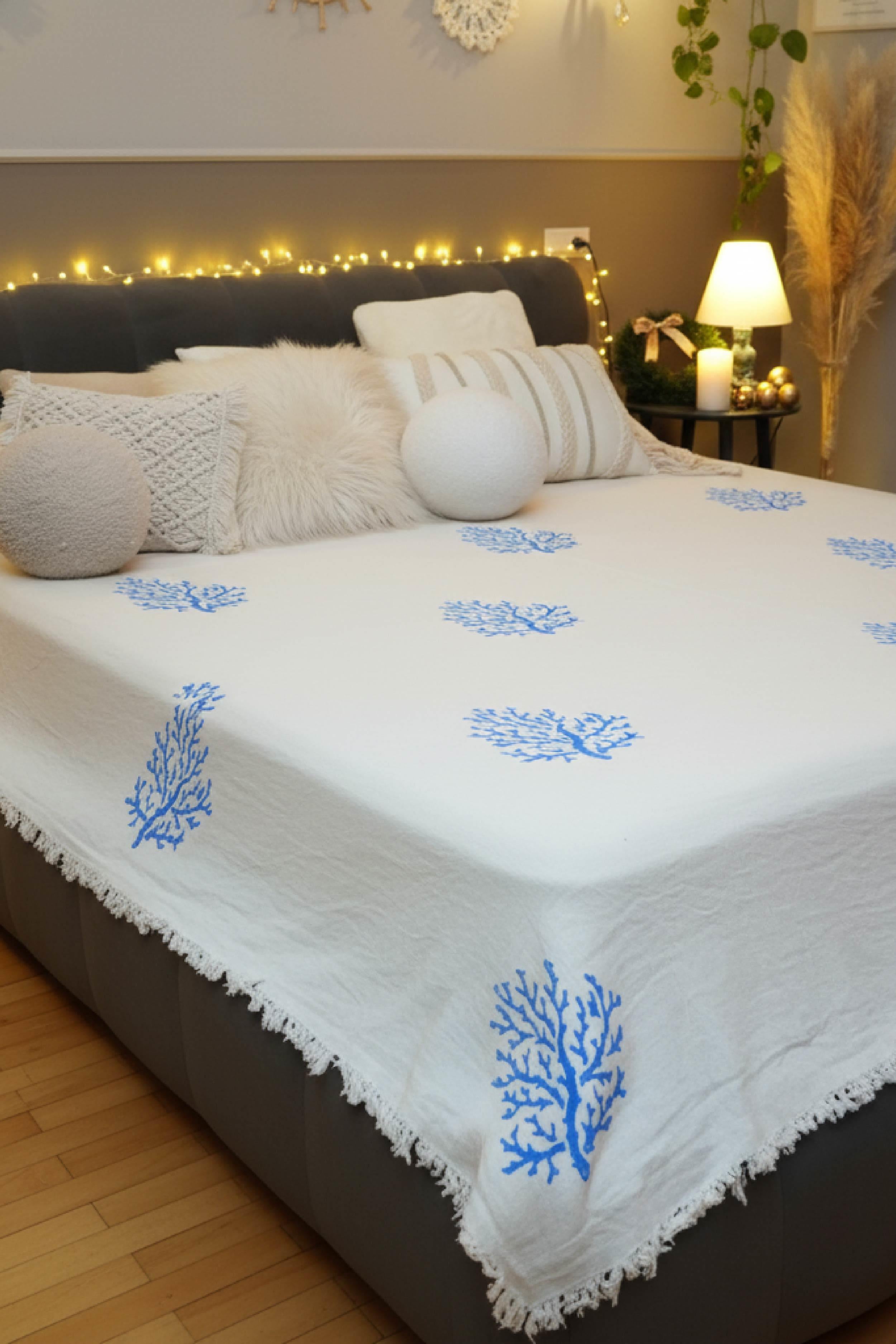 Tree of Life Blue Print Çok Amaçlı Örtü