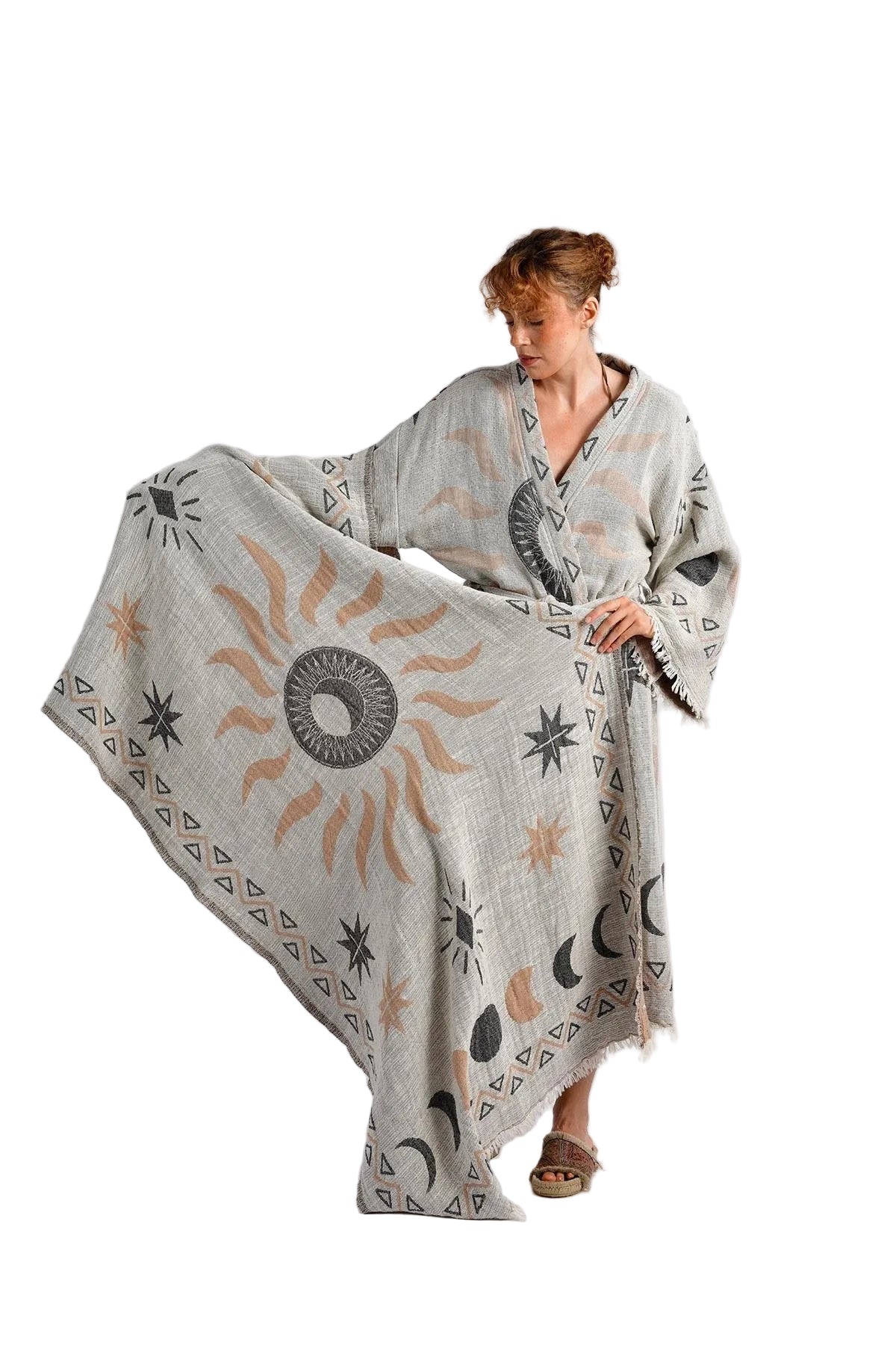 Grey- Brown Sun Kimono & Pestemal Seti