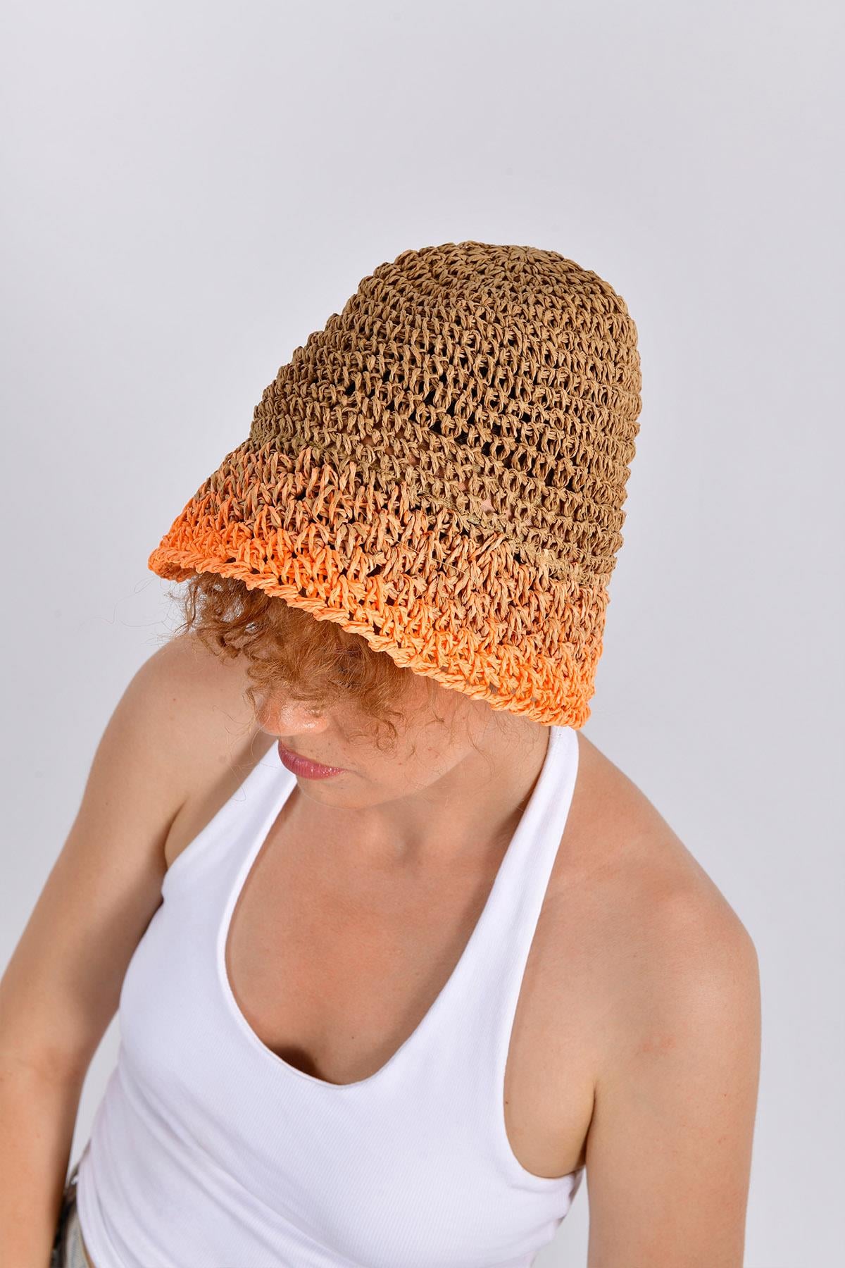 Kehribar Renk Geçişli Şapka