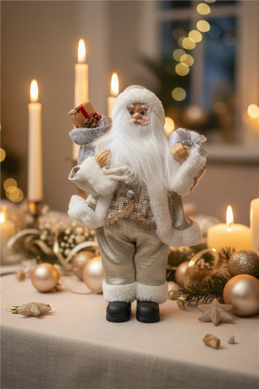 White and Gold Santa Claus - 30 cm