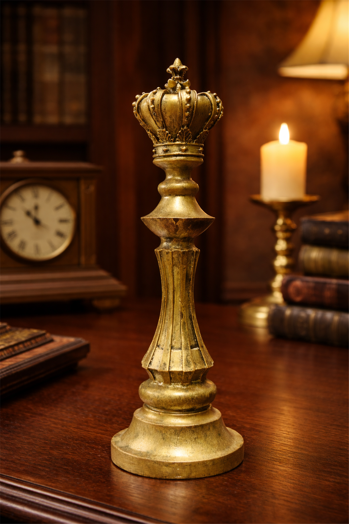 El Yapımı Dekoratif Satranç Figürü – Vezir (Koyu Ton)