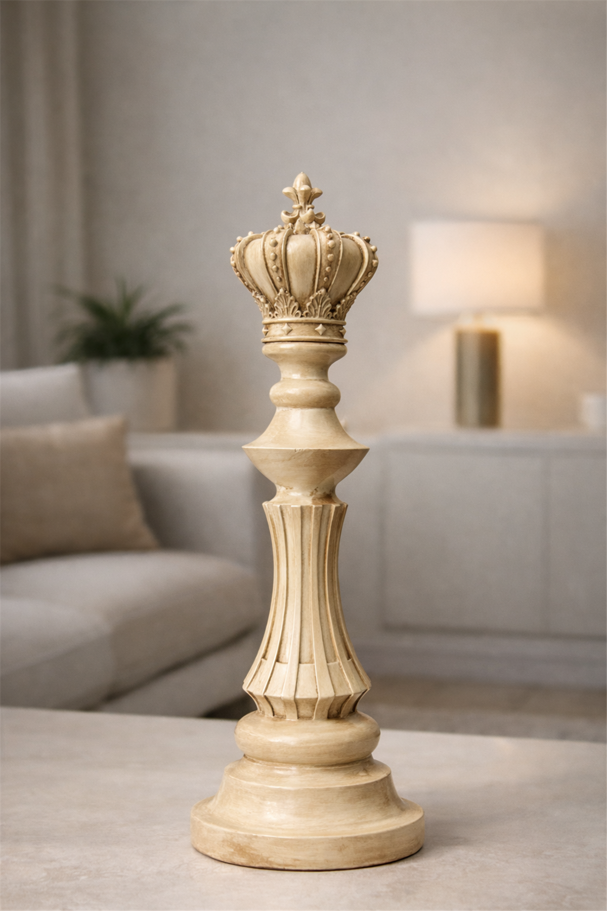 El Yapımı Dekoratif Satranç Figürü – Vezir (Açık Ton)