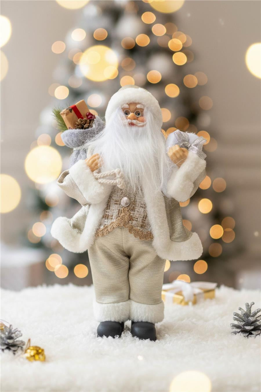 White and Gold Santa Claus - 30 cm