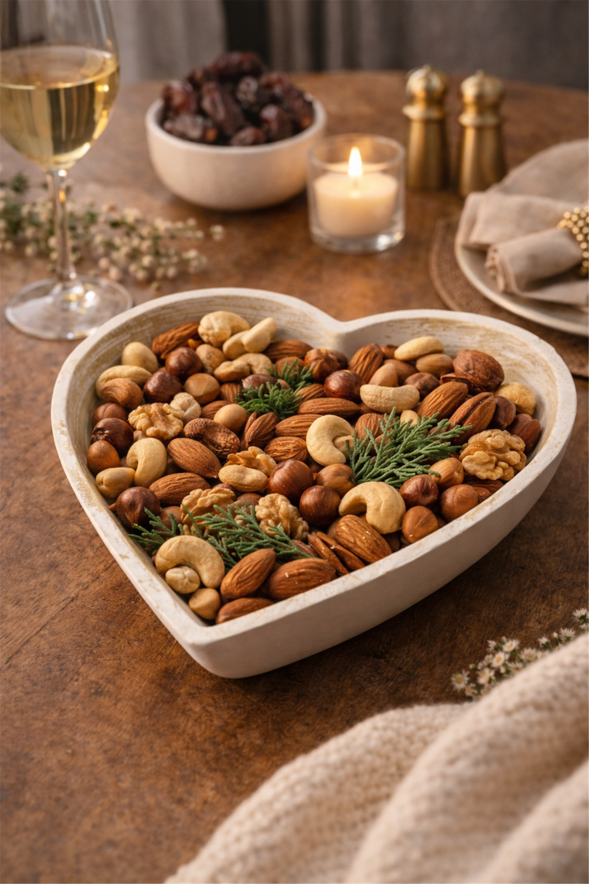 Heart-Shaped Decorative Wooden Bowl